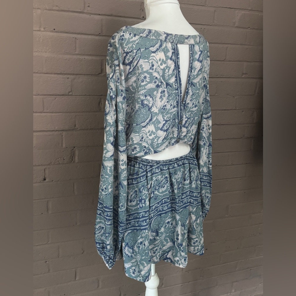 Free People print open back disconnected dress  S